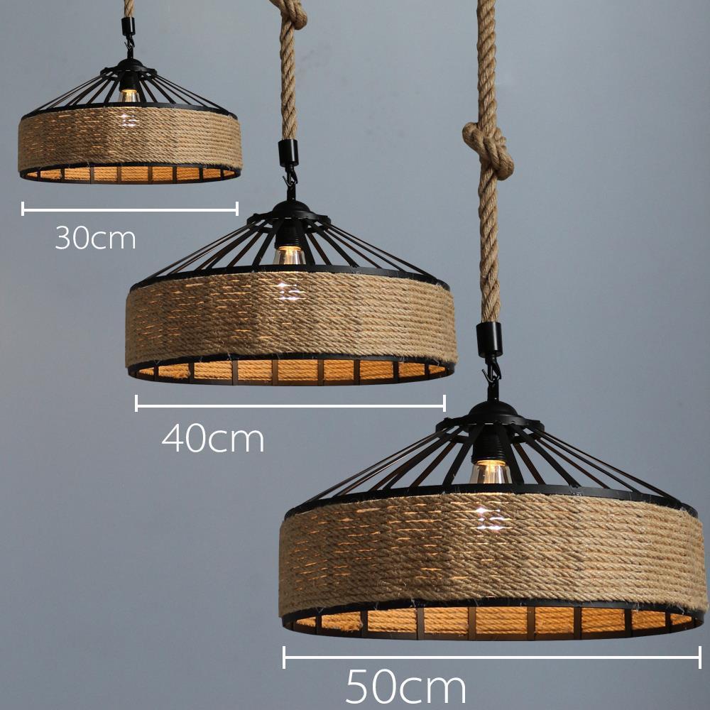 American Country Hemp Rope Restaurant Chandelier Personality Nordic