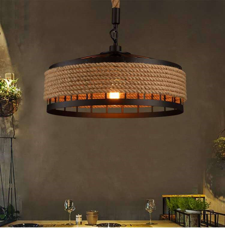 American Country Hemp Rope Restaurant Chandelier Personality Nordic