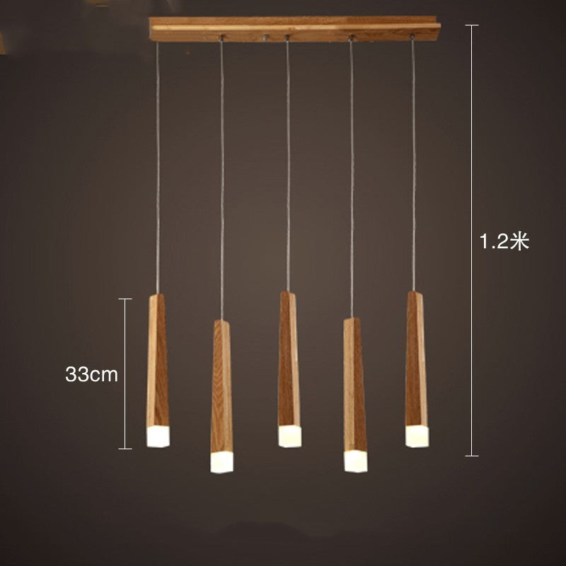 Nordic Solid Wood Matchstick Wooden Strip Pendant Light Post Modern Simplicity