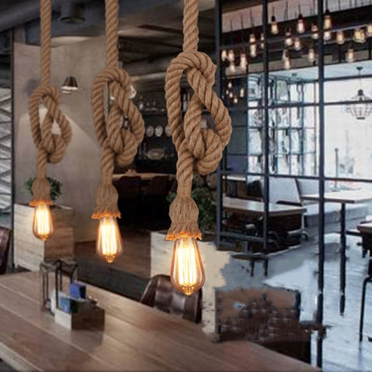 Hemp Rope Chandelier Vintage Industrial Style Bar Restaurant Coffee Clothing Store